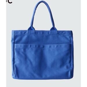 NWT Uniqlo:C Cotton Canvas Bag Tote Blue Work Travel Bag Large